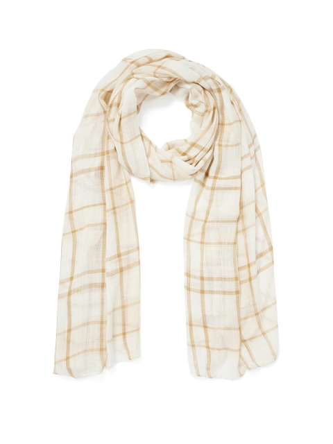 

Forever New Women White & Brown Checked Scarf