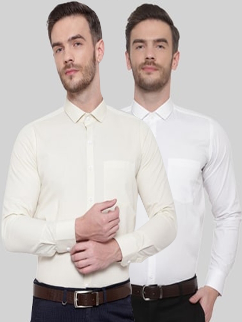 

Srey trends Men Cream-Coloured & White Comfort Formal Shirt Pack Of 2