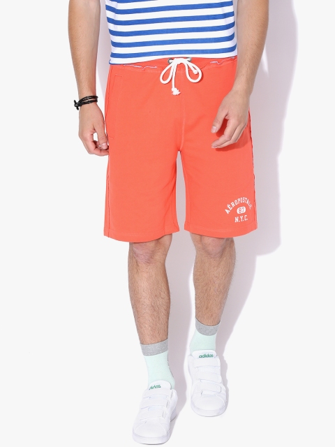 

Aeropostale Men Coral Orange Solid Shorts