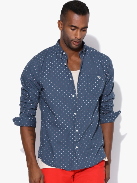

Aeropostale Men Blue Printed Casual Shirt