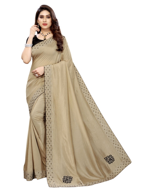 

Satrani Brown & Black Floral Zari Saree