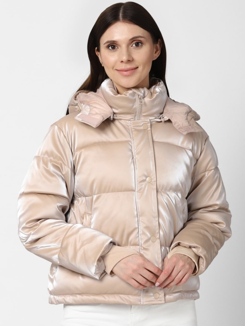 

FOREVER 21 Women Beige Colourblocked Puffer Jacket