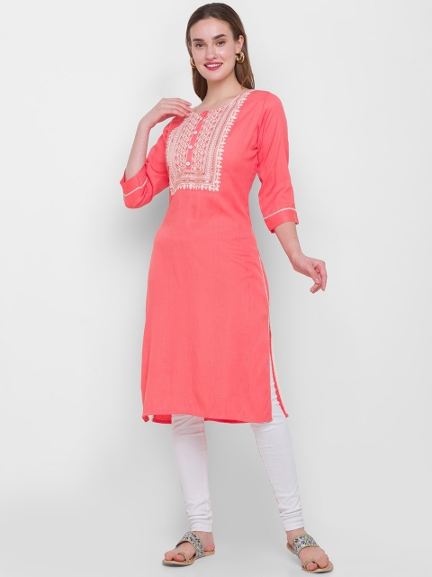 

ZOLA Women Peach-Coloured Yoke Design Gotta Patti Kurta