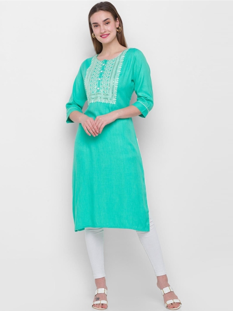 

ZOLA Sea Green Geometric Embroidered & Embellished Kurta