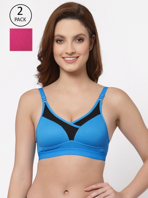 

Floret Turquoise Blue & Magenta Bra Heavily Padded