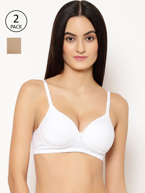 

Floret White & Nude-Coloured Bra Heavily Padded