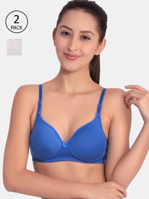 

Floret Blue & Grey Bra Heavily Padded