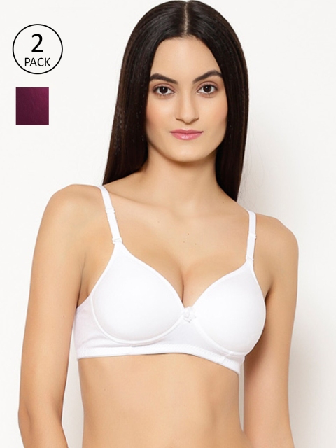 

Floret White & Burgundy Bra Heavily Padded