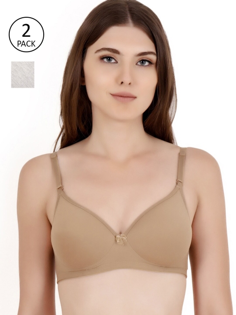 

Floret Nude-Coloured & Grey Bra Heavily Padded