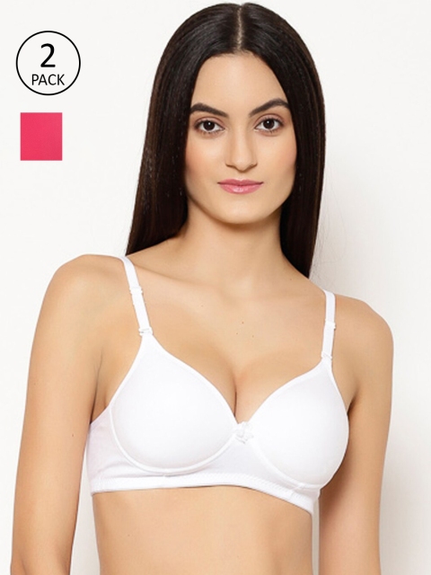 

Floret White & Magenta Bra Heavily Padded