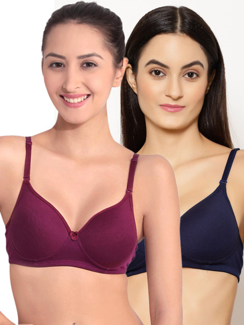 

Floret Burgundy & Navy Blue Bra Heavily Padded