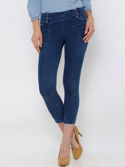 

Kraus Jeans Women Blue Skinny Fit High-Rise Low Distress Jeans