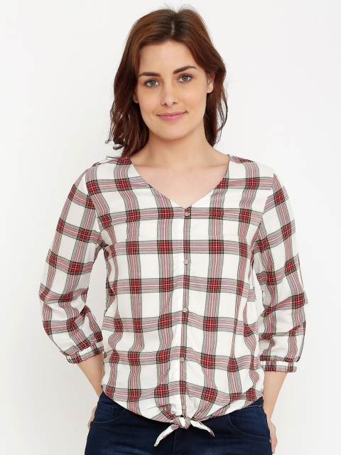 

Kraus Jeans White Checked Shirt Style Top