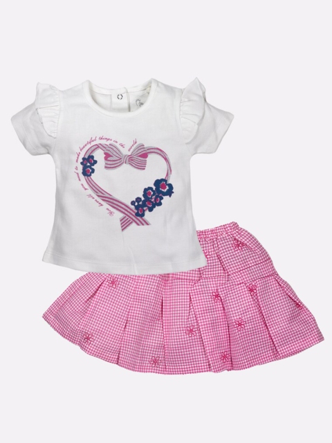 

BABY GO Girls Pink Printed Top with Shorts