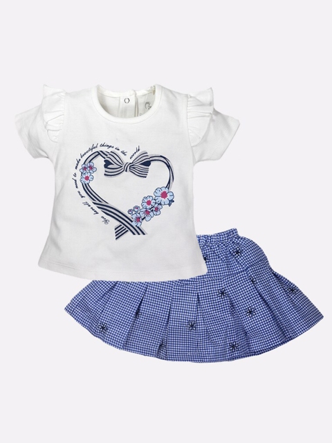 

BABY GO Girls Blue Printed Top with Shorts