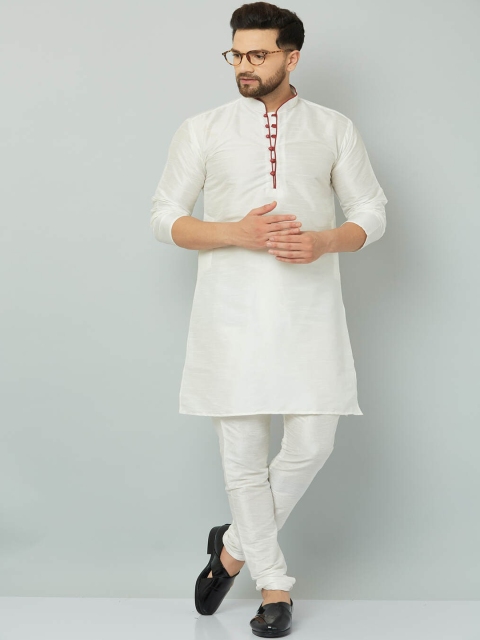 

Kaifoo Men White Thread Work Kurta