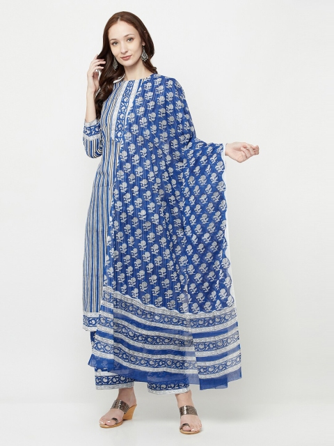 

Safaa Blue & White Printed Unstitched Dress Material