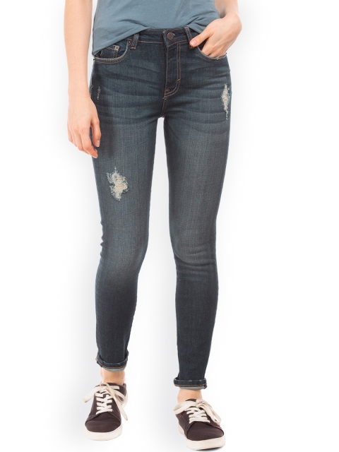 

Aeropostale Women Blue Regular Fit High-Rise Low Distress Stretchable Jeans
