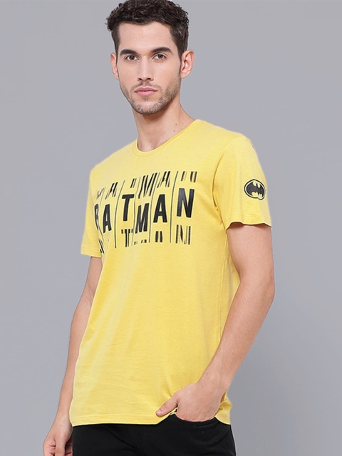 

Free Authority Men Yellow Typography Batman Printed T-shirt