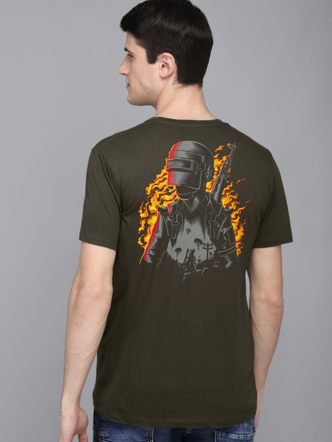 

Free Authority Men Olive Green Pubg Front And Back Printed Round Neck Tshirt