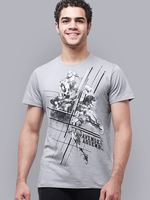 

Free Authority Men Grey Avengers Printed Raw Edge T-shirt