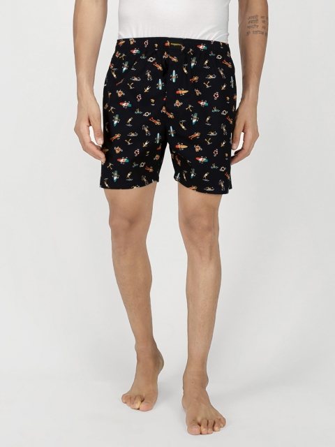 

Mojama Men Black & Blue Printed Lounge Shorts MXPMJMFAS725594-00S-Black
