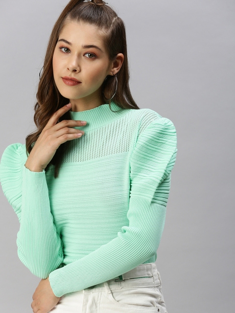 

SHOWOFF Sea Green Striped Top