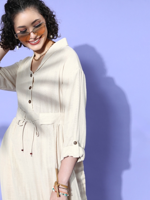 

The Kaftan Company Off White Linen Edit Solid Nightdress
