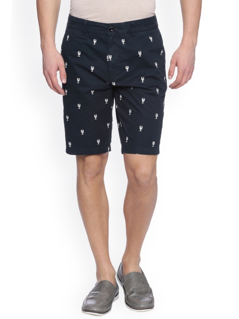 

Breakbounce Men Navy Blue Embroidered Slim Fit Chino Shorts