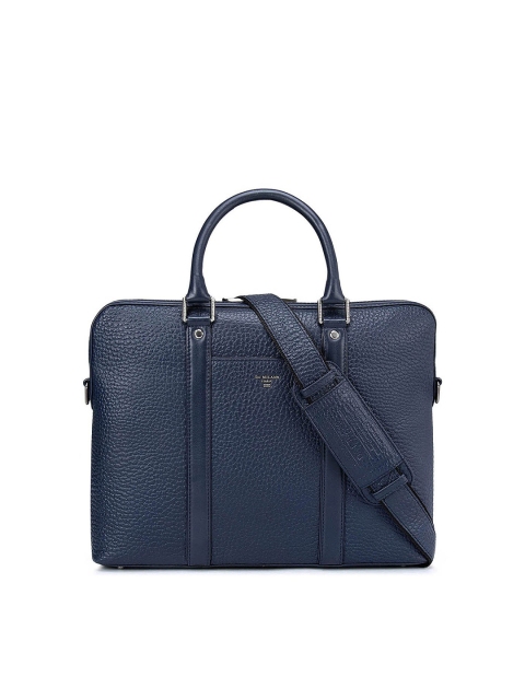 

Da Milano Unisex Blue Textured Leather Laptop Bag