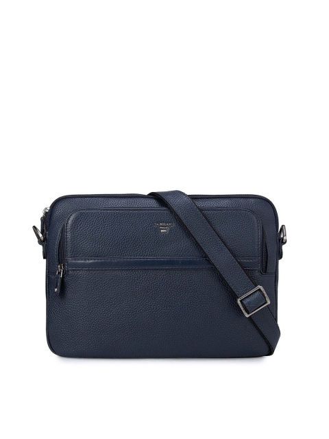 

Da Milano Unisex Blue Textured Leather Laptop Sleeve
