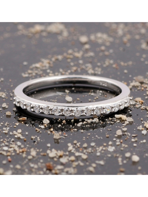 

Silgo Rhodium-Plated Silver CZ Studded Finger Ring