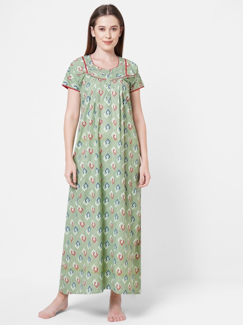 

Sweet Dreams Green Printed Maxi Nightdress