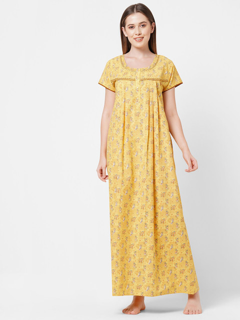 

Sweet Dreams Yellow Printed Maxi Nightdress