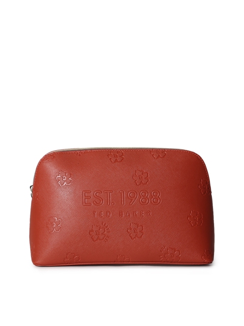 

Ted Baker Red Floral Printed Leather Structured Sling Bag with Cut Work
