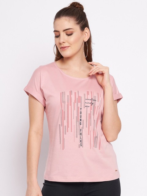 

Octave Women Pink Typography Printed T-shirt