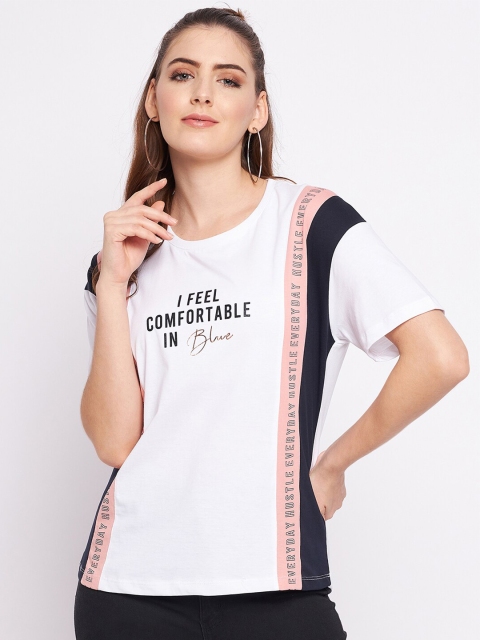 

Octave Women White Typography Applique T-shirt