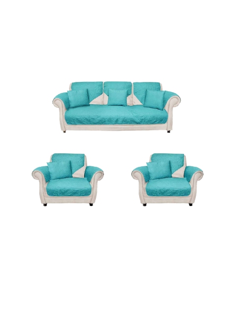 

Athome by Nilkamal Set Of 2 Reversible 3+1+1 Seater Sofa Cover, Sea green