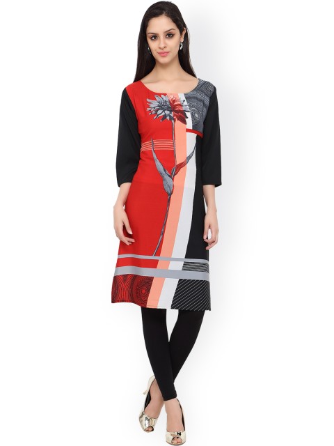 

Vaamsi Women Red & Black Printed Kurta