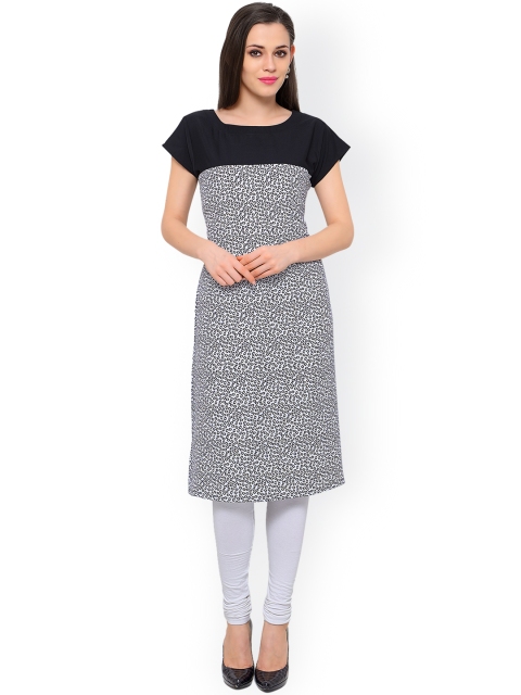

Vaamsi Women White & Black Printed Kurta