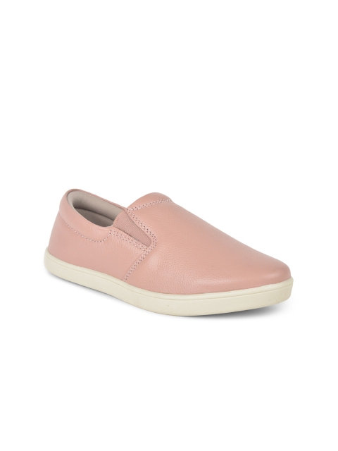 

Liberty Women Peach-Coloured Leather Slip-On Sneakers