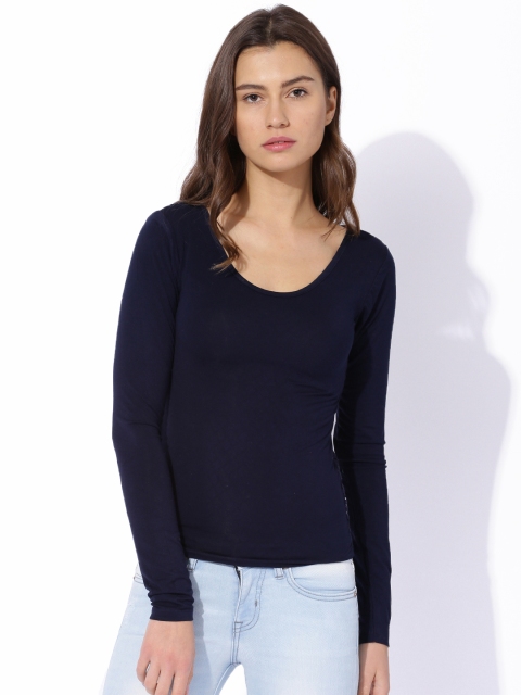 

Aeropostale Women Navy Styled-Back Top, Navy blue