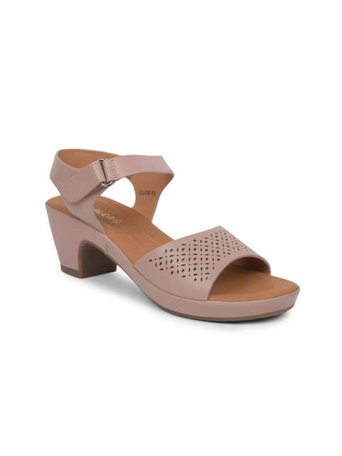

Liberty Women Peach-Coloured PU Comfort Sandals