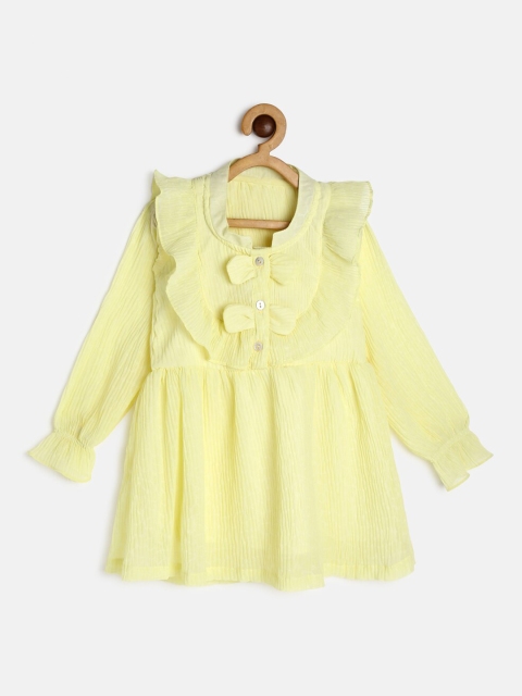 

MANET Yellow Chiffon A-Line Dress