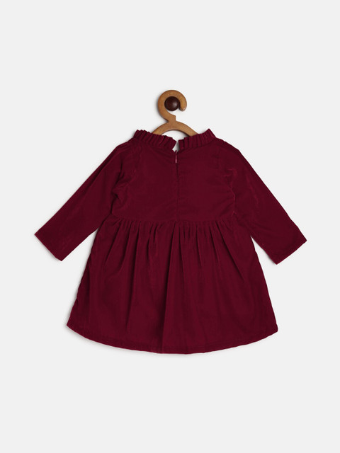 

MANET Maroon Long Sleeves Velvet Dress