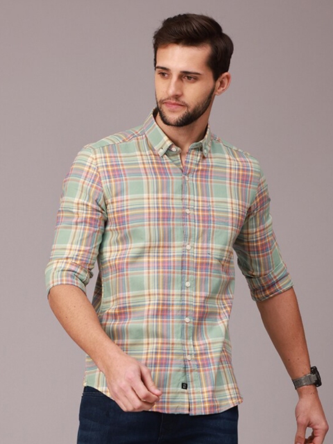 

FOGA Men Multicoloured Classic Slim Fit Tartan Checks Checked Casual Shirt, Multi