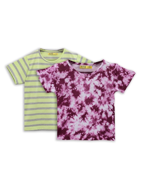 

NYNSH- PlusS Kids Girls Green Floral 2 Printed T-shirt