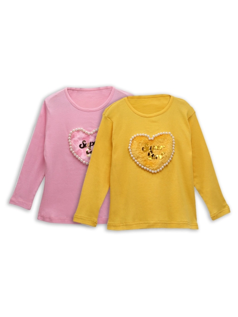 

NYNSH- PlusS Kids Girls Pink 2 Printed Applique T-shirt