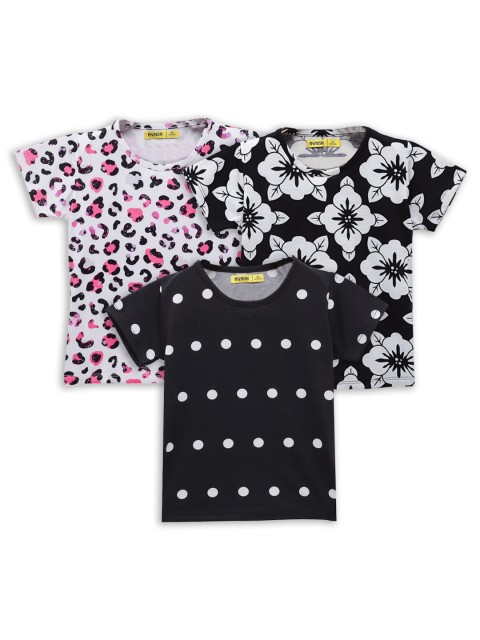 

NYNSH- PlusS Kids Girls Black 3 Printed T-shirt