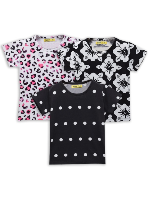 

NYNSH Girls Black 3 Printed T-shirt